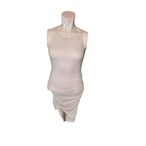 Lovers + Friends White Eva Ruched Midi Dress High Neck Sz S $168